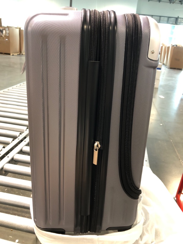 Photo 1 of LEVEL8 Grace EXT Carry On Luggage, 20” Expandable Hardside Suitcase, ABS+PC Harshell SPinner Luggage with TSA Lock, Spinner Wheels - Grey, 20” Carry-On Grey 20 Inch - EXT