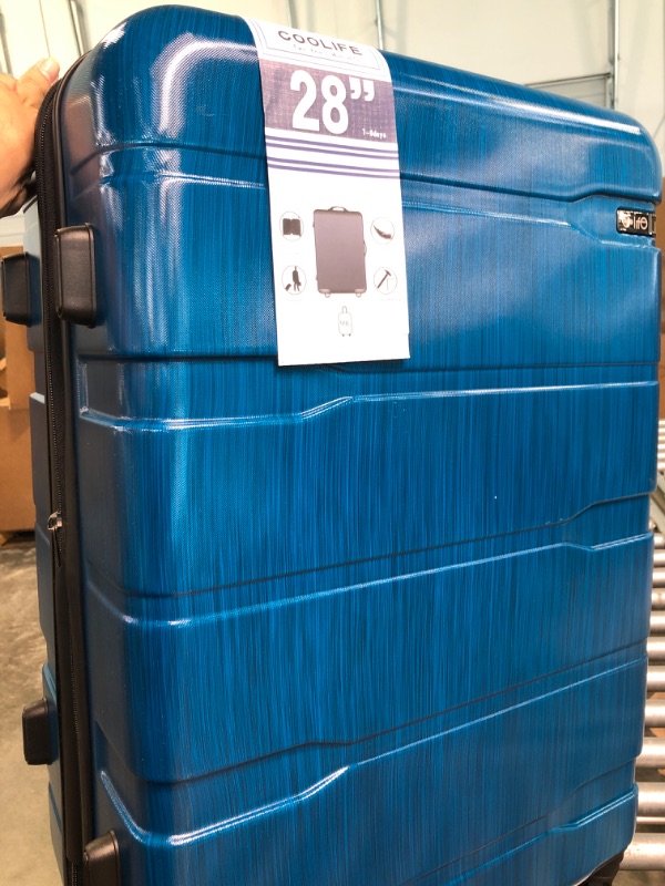 Photo 3 of Coolife Luggage Expandable(only 28") Suitcase PC+ABS Spinner Built-In TSA lock 20in 24in 28in Carry on (Caribbean Blue, L(28in).) Caribbean Blue. L(28in).