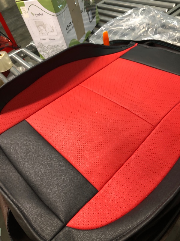 Photo 2 of OASIS AUTO 2018-2022 Wrangler JL 4 Door Custom Leather Seat Covers (W/O Rear Cup Holder, Black&Orange) W/O Rear Cup Holder black&orange