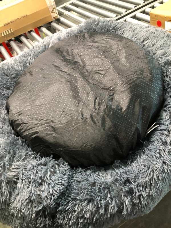 Photo 2 of Active Pets Plush Calming Dog Bed, Donut Dog Bed for Small Dogs, Medium & Large, Anti Anxiety Dog Bed, Soft Fuzzy Calming Bed for Dogs & Cats, Comfy Cat Bed, Marshmallow Cuddler Nest Calming Pet Bed Small 23" Grey