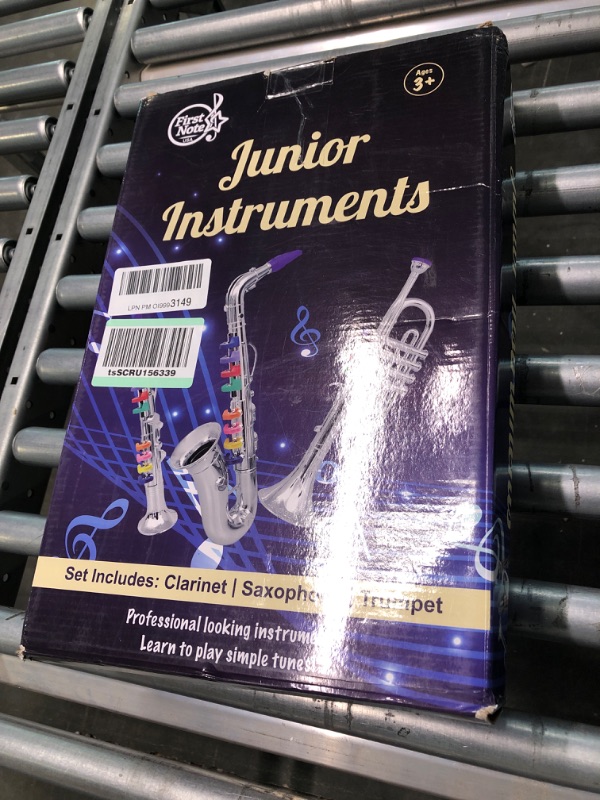 Photo 1 of Set of 3 Kids Musical Instruments Toy Clarinet, Toy Saxophone and Toy Trumpet, 3 Wind and Brass Musical Instruments Combo with Over 10 Color Keys Coded Teaching Songs for Toddlers