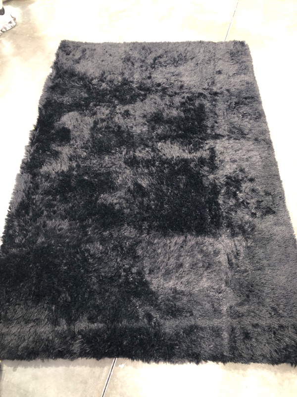 Photo 2 of 4X6 Black Area Rugs for Living Room Super Soft Floor Fluffy Carpet Natural Comfy Thick Fur Mat Princess Girls Room Rug (4x6 Feet, Black) Black 4x6 Feet