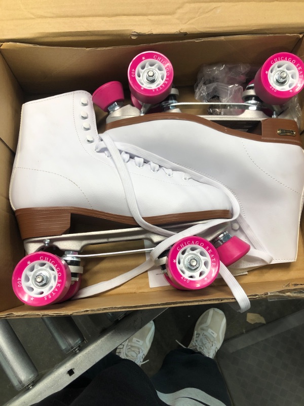 Photo 4 of CHICAGO Women's and Girl's Classic Roller Skates - Premium White Quad Rink Skates SZ 10 