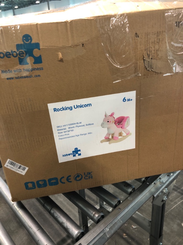 Photo 1 of labebe - Baby Rocking Horse, Ride Unicorn, Kid Ride On Toy for 6 Month-3 Year Old, Infant (Boy Girl) Plush Animal Rocker, Toddler/Child Stuffed Ride Toy (Pink)