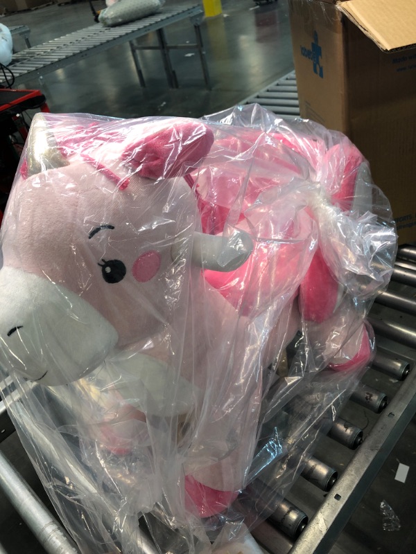 Photo 1 of labebe - Baby Rocking Horse, Ride Unicorn, Kid Ride On Toy for 6 Month-3 Year Old, Infant (Boy Girl) Plush Animal Rocker, Toddler/Child Stuffed Ride Toy (Pink)