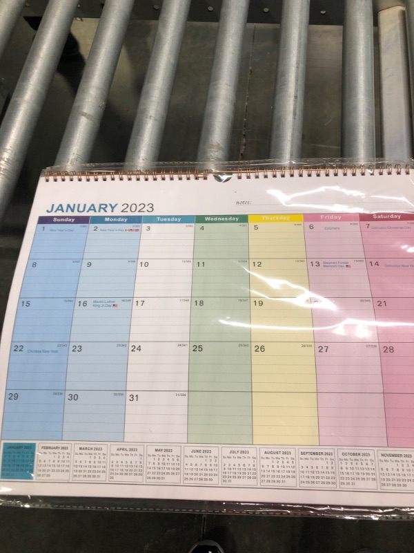 Photo 2 of 2023-2024 Wall Calendar - 18 Month Calendar from July 2023 - December 2024, 15" x 11.5", Large Blocks, Two-Wire Binding for Planning and Organizing for Home or Office, with Julian Dates
