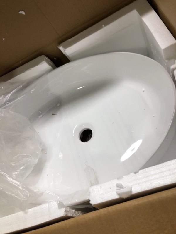 Photo 2 of 21'' X 13.8'' Oval Vessel Sink with Pop Up Drain,Bathroom Vessel Sinks,Bathroom Sinks Above Counter,White Vessel Sink,Counter top Sink,Ceramic Vessel Sink,Oval Sink Bowls for Bathroom European