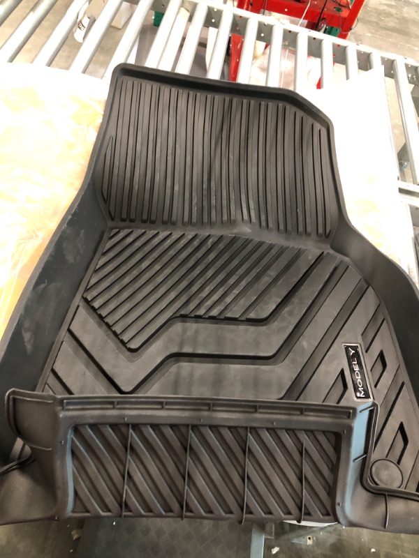 Photo 4 of  Floor Mats for Tesla Model Y 2023 2022 2021 2020 5 Seats, All Weather TPE Car Mats Custom Fit Floor Liners, Front and Rear 2 Rows Set Model Y Floor Mats