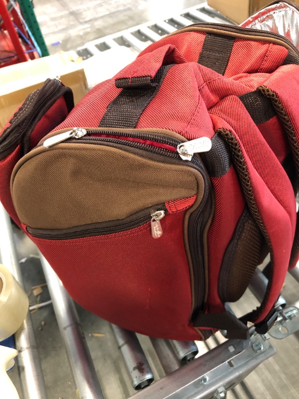 Photo 4 of apollo walker 2 Person Red Picnic Backpack with Cooler Compartment Includes Tableware & Fleece Blanket 45"x53"(red)