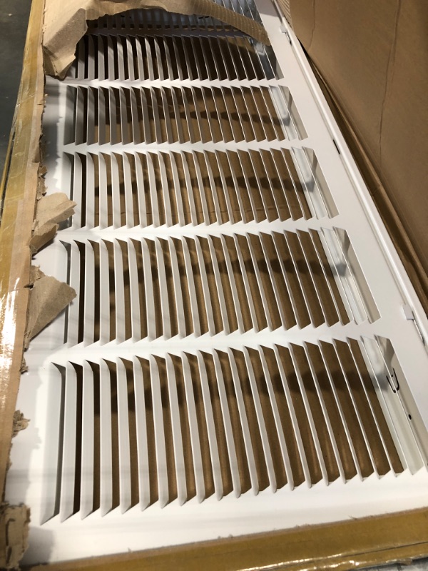 Photo 2 of 30" X 12 Steel Return Air Filter Grille for 1" Filter - Fixed Hinged - Ceiling Recommended - HVAC DUCT COVER - Flat Stamped Face - White [Outer Dimensions: 32.5 X 13.75] 30 X 12