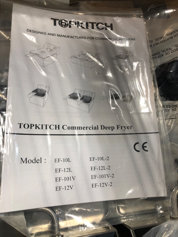 Photo 1 of TOPKITCH Commercial Deep Fryer Stainless Steel Dual Tank Electric Deep Fryer with 2 Baskets Capacity 2 X 10L Electric Countertop Fryer for Restaurant and Home Use, 120V 3600W 20L, 120V 3600W