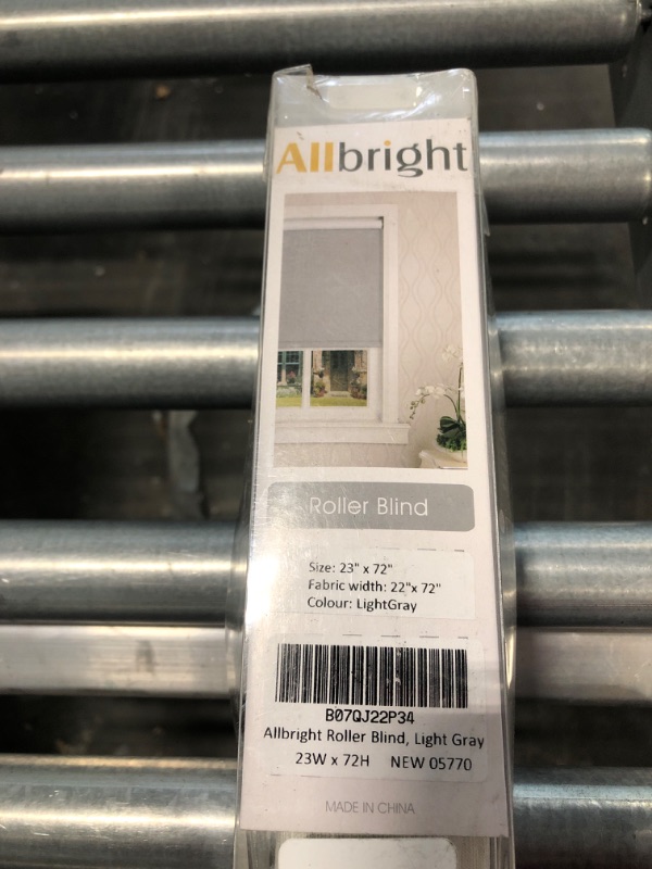 Photo 3 of Allbright Thermal Insulated Fabric 100% Blackout UV Protection Striped Jacquard Roller Shades for Windows,Easy to Install (LightGray, 23'') Lightgray 23"