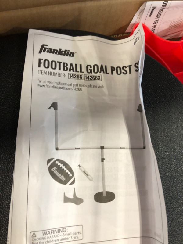 Photo 4 of Franklin Sports Youth Football Goal-Post Set — Kids’ Football Goal Post with Mini Football — Fun Football Goal for All Ages — Easy Assembly — Adjustable Height — Weighted Base