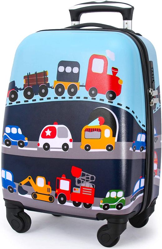 Photo 1 of Lttxin Kids Rolling Luggage with Wheels Hard Shell Carry On Suitcase 18 inch for Toddler Boys Veholes