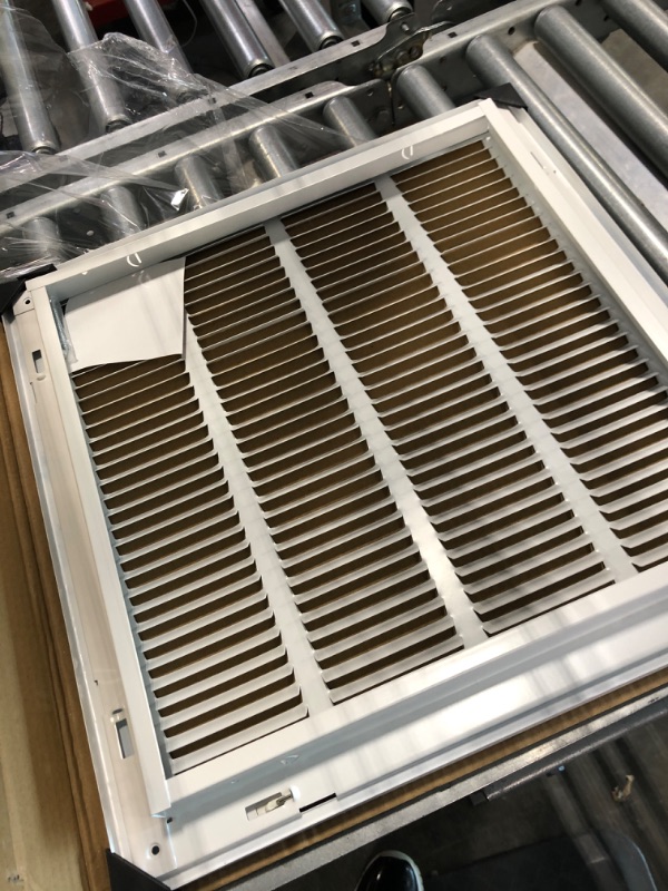 Photo 3 of 16" X 16" Steel Return Air Filter Grille for 1" Filter - Removable Face/Door - HVAC Duct Cover - Flat Stamped Face - White [Outer Dimensions: 18.5 X 17.75]622417528818
