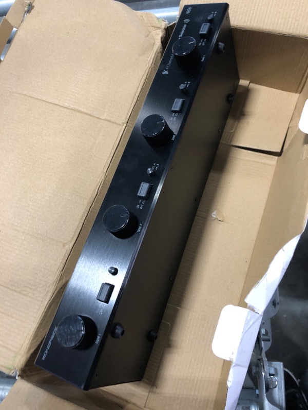 Photo 1 of Monoprice 4-Channel A/B Speaker Selector - Black With Volume Control, 100 Watts Per Channel, Accepts Wire Gauges Up To 14AWG, Maintains 8 Ohms