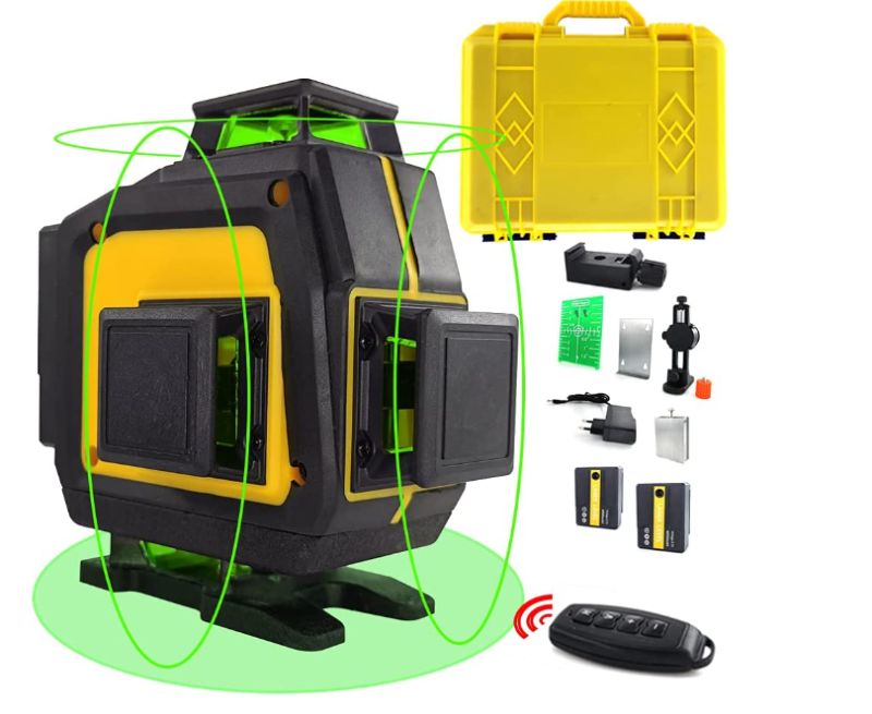 Photo 1 of 16 Lines Laser Level, 4x360° Green Cross Line Self-leveling Tool, 132ft Green Beam Laser Level for Construction, 2 X Li-ion Battery, Hard Carry Case Included open box but appeared new