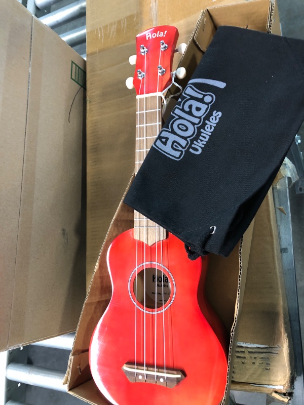 Photo 2 of Hola! Music Ukuleles for Adults, Kids & Beginners - 21" Maple Soprano Ukulele w/Bag & More - Red