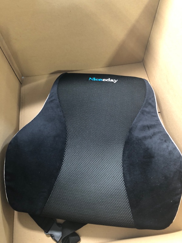 Photo 2 of Lumbar Support Pillow for Office Chair Car Lumbar Pillow Lower Back Pain Relief Memory Foam Back Cushion with 3D Mesh Cover Gaming Chair Back Pillow Ergonomic Orthopedic Back Rest for Wheelchair Desk Black UPDATED 3D