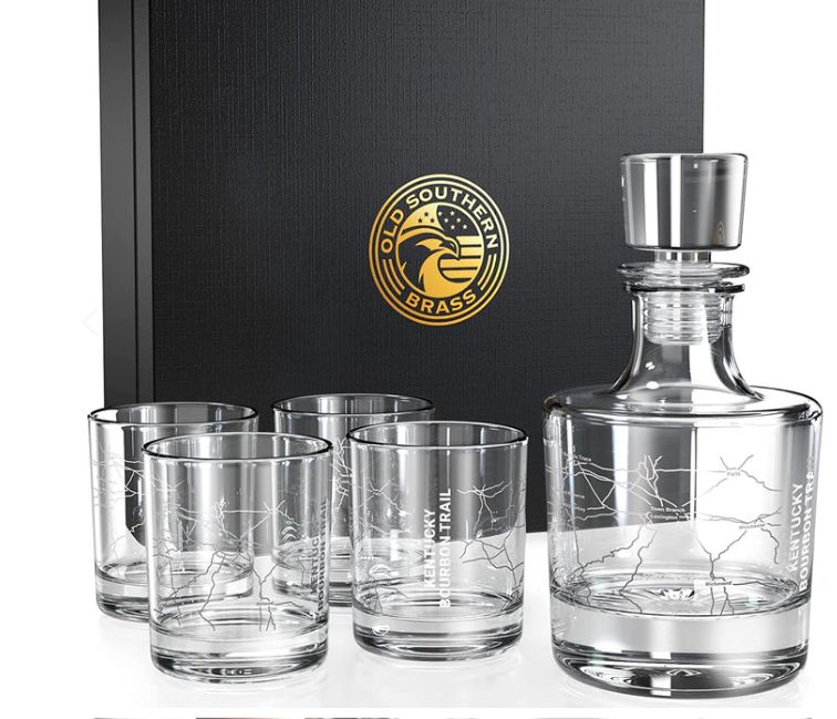 Photo 1 of Kentucky Bourbon Trail Decanter Whiskey Glass Gift Set - 5 Piece Set - Premium Gift Box