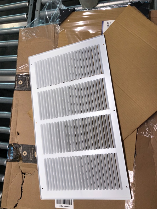 Photo 3 of 22"W x 12"H [Duct Opening Size] Steel Return Air Grille (AGC Series) Vent Cover Grill for Sidewall and Ceiling, White | Outer Dimensions: 23.75"W X 13.75"H for 22x12 Duct Opening 22"W x 12"H [Duct Opening]