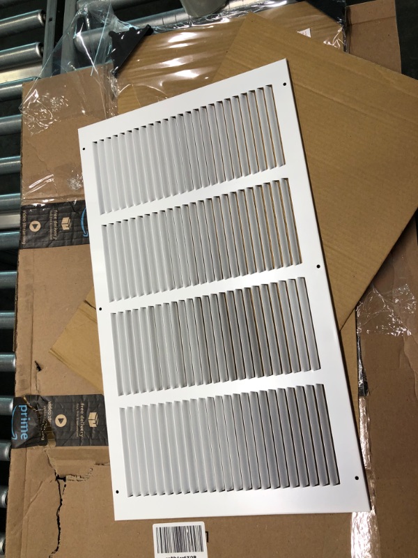 Photo 4 of 22"W x 12"H [Duct Opening Size] Steel Return Air Grille (AGC Series) Vent Cover Grill for Sidewall and Ceiling, White | Outer Dimensions: 23.75"W X 13.75"H for 22x12 Duct Opening 22"W x 12"H [Duct Opening]