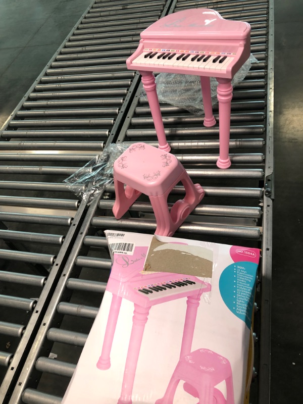 Photo 4 of Love&Mini Piano Toy Keyboard Pink 31 Keys for Age 2+ Year Old Girls Birthday Gifts, Kids Keyboard Toy Instruments Pink Piano with Microphone and Stool Light Pink With Stool 31 keys
