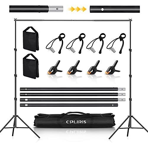 Photo 1 of  8.5 x 10Ft Photo Video Studio, cpliris Heavy Duty Adjustable Backdrop Stand Background Support System Kit with Carry Bag & Sandbag for Photography Parties Wedding