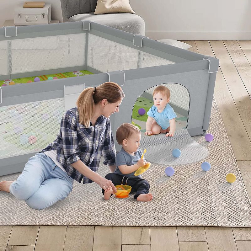 Photo 1 of 
Baby Playpen 79" X 71", LUTIKIANG Play Yard for Babies and Toddlers with Mat, Safety Extra Large Baby Fence Area, Indoor & Outdoor Kids Activity...
Color:Grey