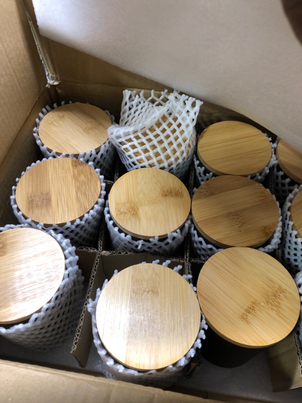 Photo 2 of GOTIDEAL 36 Pack 9 OZ Frosted Amber Candle Jars with Bamboo Lids for Making Candles Supplies, Bulk Empty Candle Containers Tins Small Glass Jars for Candle...