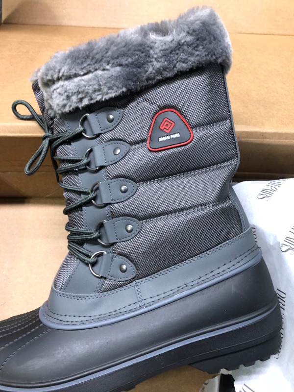 Photo 1 of DREAM PAIRS Women Waterproof Snow Boots Faux Fur Mid Calf Lace Up Winter Warm Snow Boots US DP-CANADA GREY Size 10