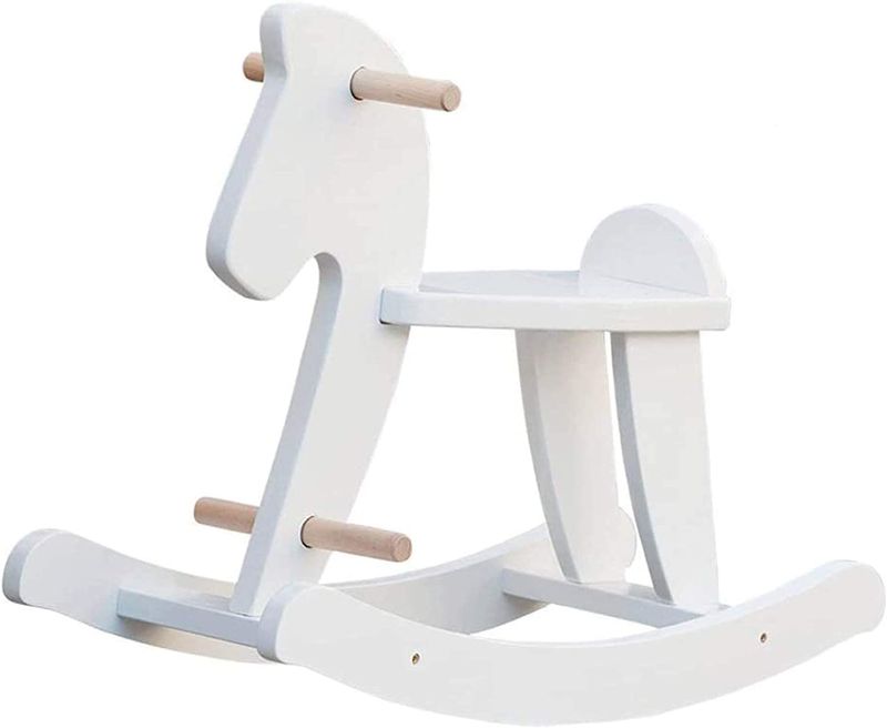 Photo 1 of labebe - Wooden Rocking Horse, Baby Wood Ride On Toys for 18 Months Up, White Rocker Toy for Kid, Toddler Ride Animal Indoor/Outdoor, Boy&Girl Rocking Animal, Infant Ride Toy, Christmas/Birthday Gift