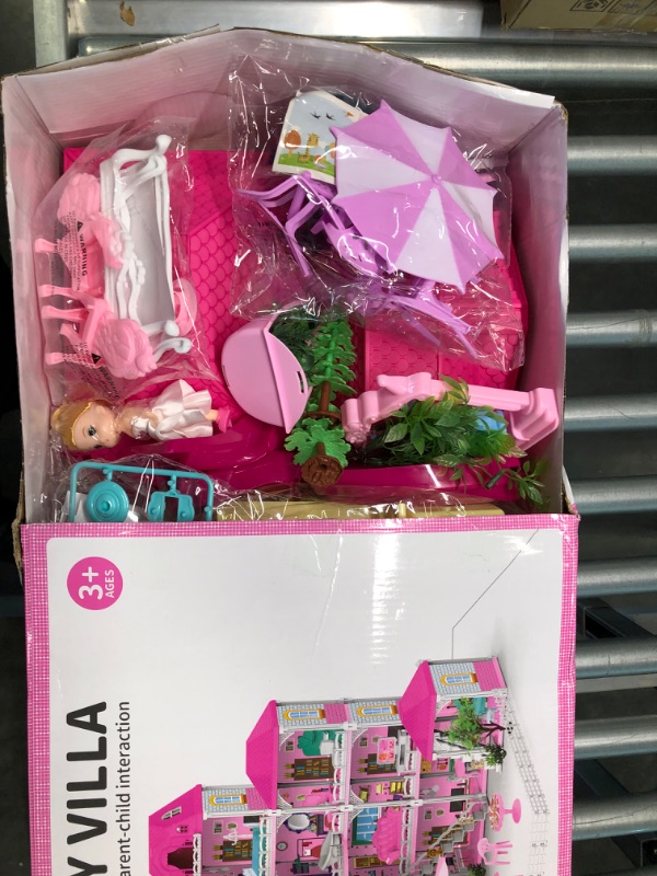 Photo 1 of TEMI Doll House Dreamhouse for Girls - 4-Story 12 Rooms Playhouse with 2 Dolls Toy Figures, Fully Furnished Fashion Dollhouse, Pretend Play House with Accessories, Gift Toy for Kids Ages 3 4 5 6 7 8+