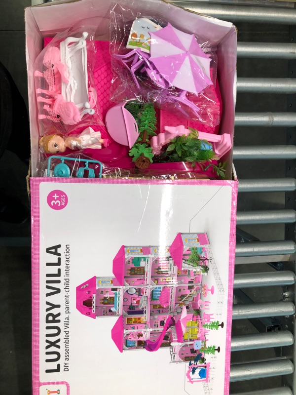 Photo 1 of TEMI Doll House Dreamhouse for Girls - 4-Story 12 Rooms Playhouse with 2 Dolls Toy Figures, Fully Furnished Fashion Dollhouse, Pretend Play House with Accessories, Gift Toy for Kids Ages 3 4 5 6 7 8+