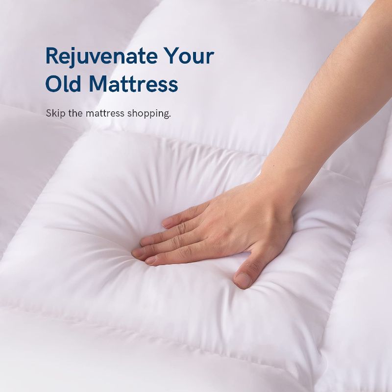 Photo 1 of ELEMUSE Twin Cooling Mattress Topper for Back Pain, Extra Thick Mattress pad Cover, Plush Soft Pillowtop with Elastic Deep Pocket, Overfilled Down Alternative Filling