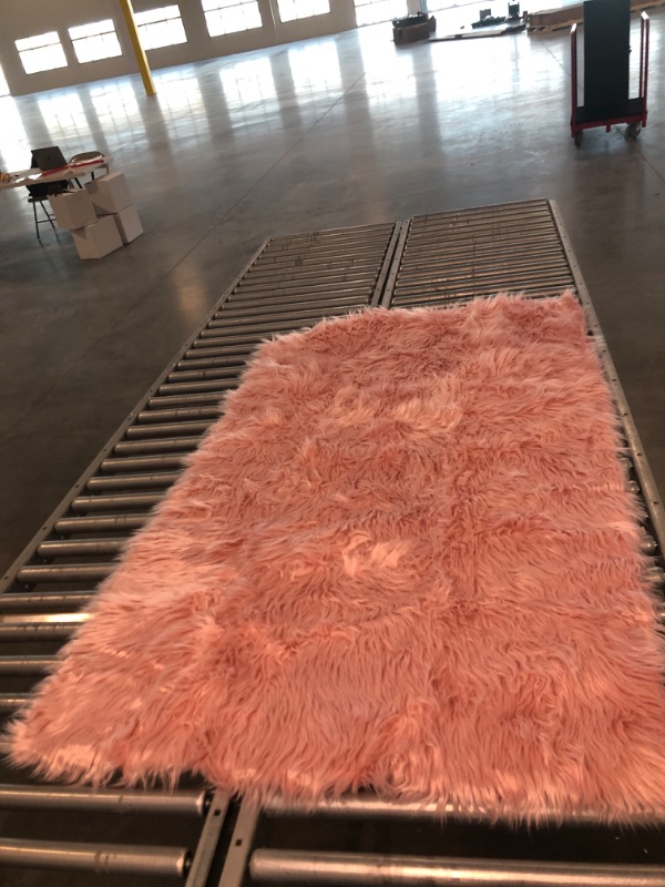 Photo 4 of Ashler faux fur rug, Fluffy Shaggy Area Rug Ultra Soft 2 x 2.9 Feet Rectangle Fur Rug Pink Fuzzy Rug Machine Washable Shag Rug, Nursery Decor Throw Rugs for Bedroom, kids room, Living Room