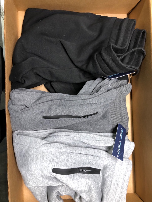 Photo 1 of PURE CHAMP Mens 3 Pack Fleece Active Athletic Workout Jogger Sweatpants for Men with Zipper Pocket and Drawstring Size S-3XL