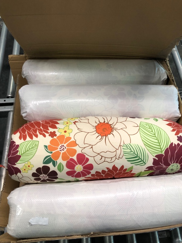 Photo 4 of Set of 4 Outdoor Dining Chair Cushions, Single Welt and Zipper 44 x21x4.50 in Polyester Fabric Sorbet Floral by by Comfort Classics Inc.