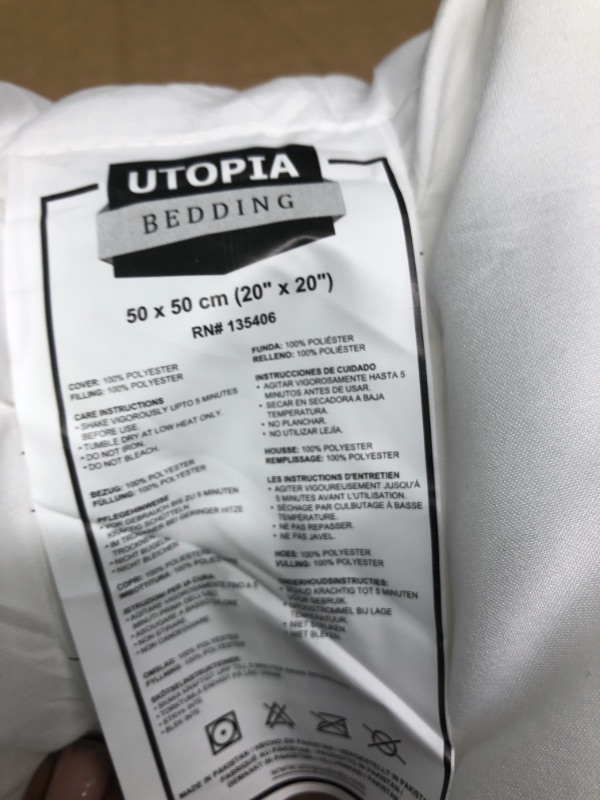 Photo 4 of Utopia Bedding Throw Pillows Insert (Pack of 2, White) - 20 x 20 Inches Bed and Couch Pillows - Indoor Decorative Pillows 20x20 Inch (Pack of 2) White