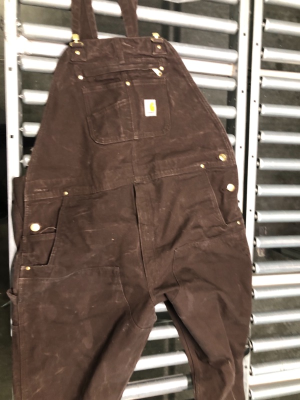 Photo 2 of Carhartt Men's Relaxed Fit Duck Bib Overall 42W x 30L Dark Brown