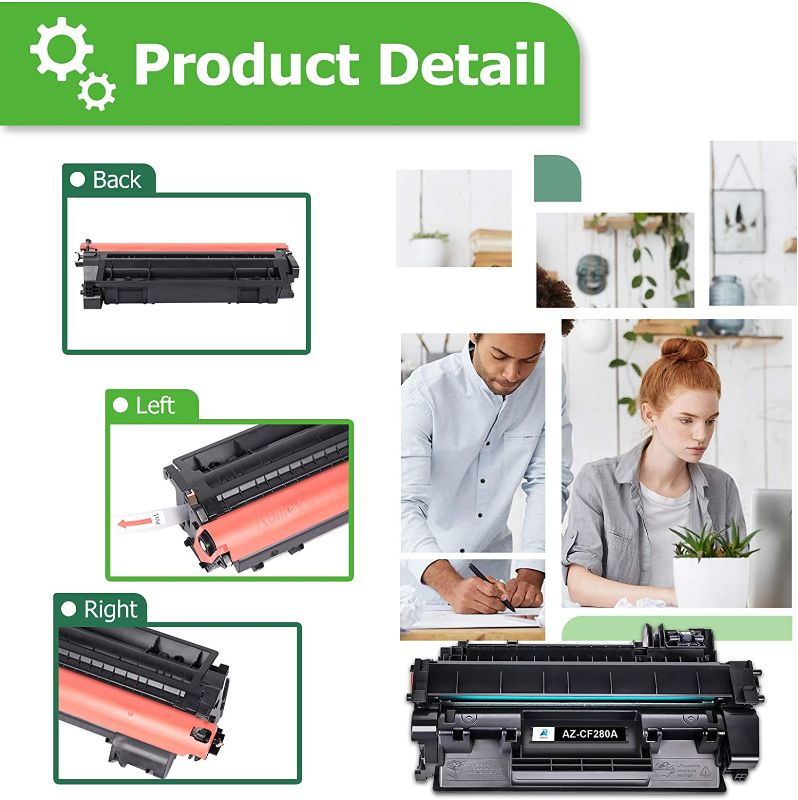 Photo 1 of Cartridge Replacement for HP 80A CF280A 80X CF280X for HP Pro 400 M401A M401D M401N M401DNE MFP M425DN Printer Ink (Black, 2-Pack)