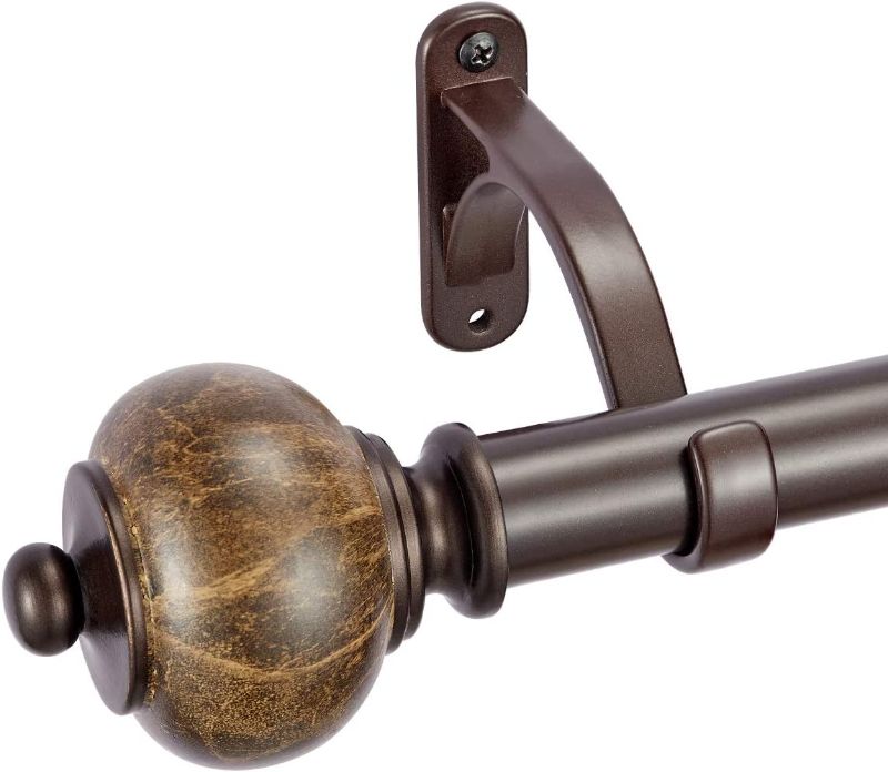 Photo 1 of 
Vimayta 1 Inch Window Curtain Rod 36-72 Inches Single Decorative Drapery Rod, Marbled Finials, Bronze