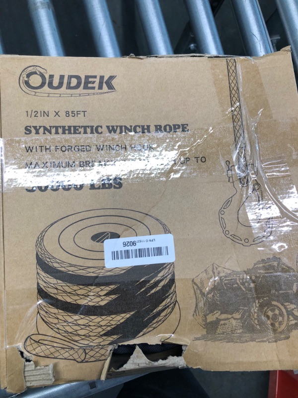 Photo 2 of OUDEK New Synthetic Winch Rope 1/2‘’ x 85 ft Line Cable Car Tow Recovery Cable Suitable Offroad 4WD Vehicle Truck SUV (Black) Black-1/2‘ 1/2‘’ x 85 ft