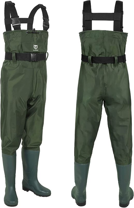 Photo 1 of 
TIDEWE Bootfoot Chest Wader, 2-Ply Nylon/PVC Waterproof Fishing & Hunting Waders with Boot Hanger for Men and Women (Green and Brown)