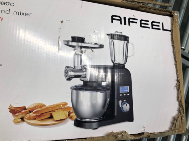 Photo 1 of AIFEEL Stand Mixer, All Metal LCD Display Electric Kitchen Food Mixer With 6.5QT Stainless Steel Bowl & 1.5L Juice Cup, Multi-Function Kitchen Mixer With Dough Hook, Whisk, Beater Black