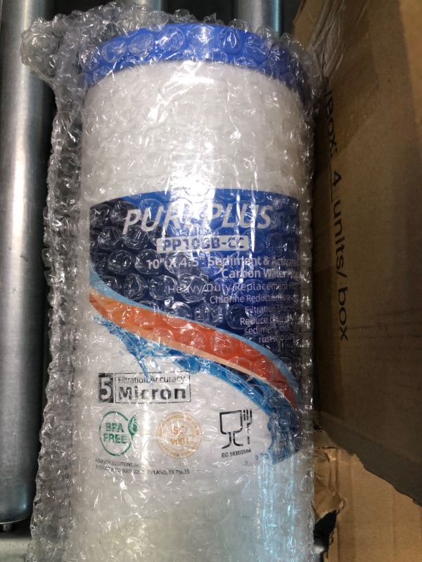 Photo 3 of PUREPLUS 5 Micron 10" x 4.5" Whole House FXHTC Sediment and Carbon Water Filter Replacement Cartridge for GXWH40L, GXWH35F, GNWH38S, RFC-BBSA, WRC25HD, PP10BB-CC, RFC-BB, WFHD13001, 4Pack