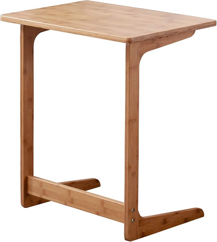 Photo 1 of  Tv Tray Table Bamboo Tv Dinner Table C Shaped end Table for Sofa Couch Laptop Living Room Bedroom Natural
