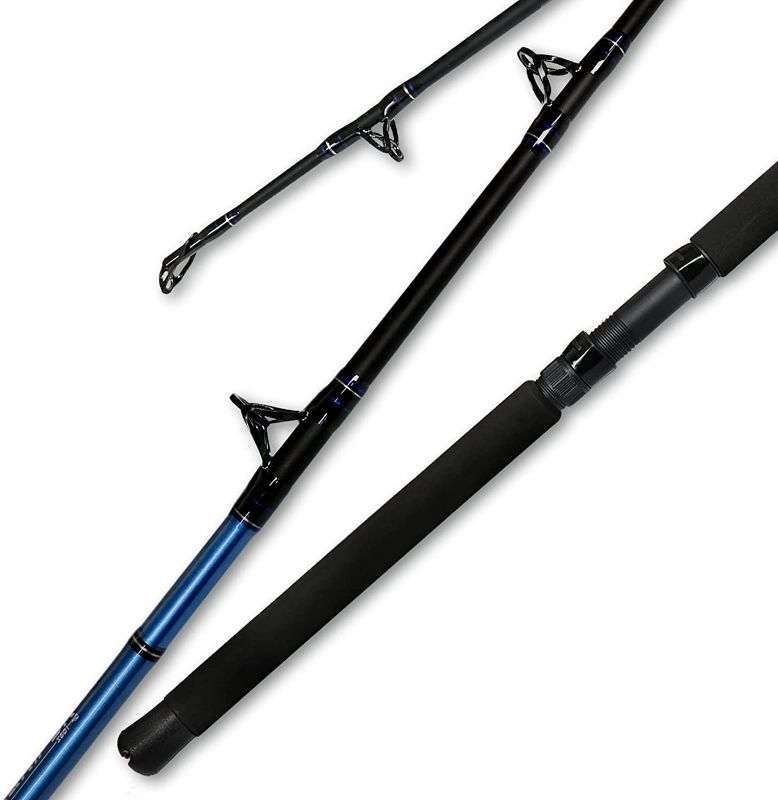 Photo 1 of Fiblink 1-Piece/2-Piece Fishing Rod Saltwater Trolling Rod Cat Catfish Rod Conventional Boat Fishing Pole(15-30lb/30-50lb/40-80lb,6-Feet,Medium Heavy
