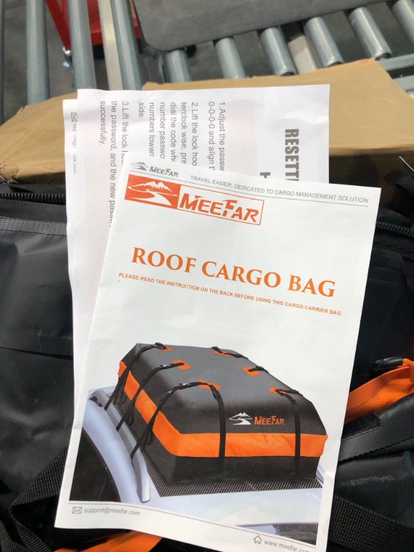 Photo 2 of MeeFar Car Roof Bag XBEEK Rooftop top Cargo Carrier Bag 20 Cubic feet Waterproof for All Cars with/Without Rack, Includes Anti-Slip Mat, 10 Reinforced Straps, 6 Door Hooks, Luggage Lock