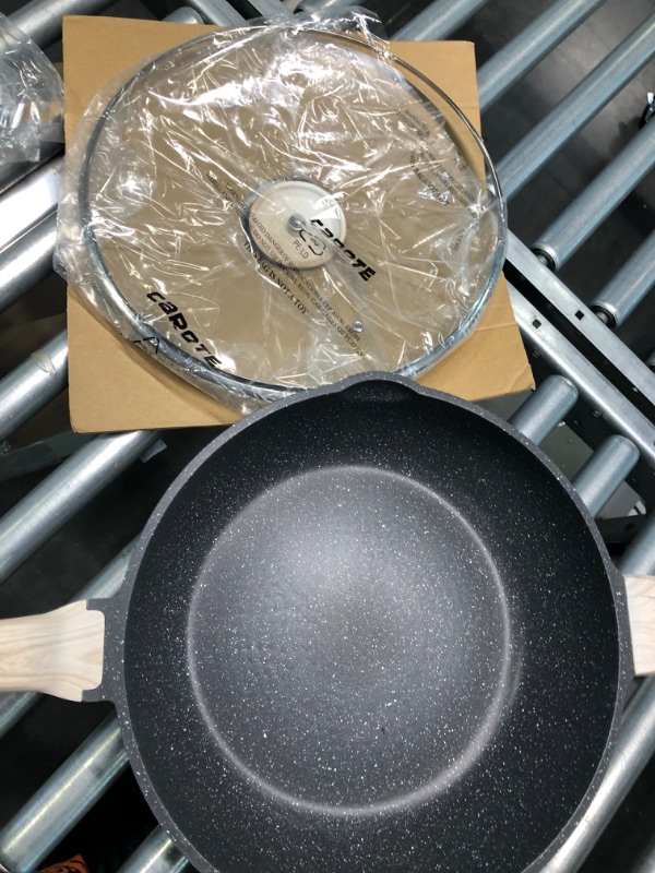 Photo 1 of CAROTE 8 Inch Nonstick Skillet Frying Pan with Lid,White Granite Non Stick Omelet Pans,Fry Pan Egg Pan Stone Cookware Chef's Pan, PFOS & PFOA Free